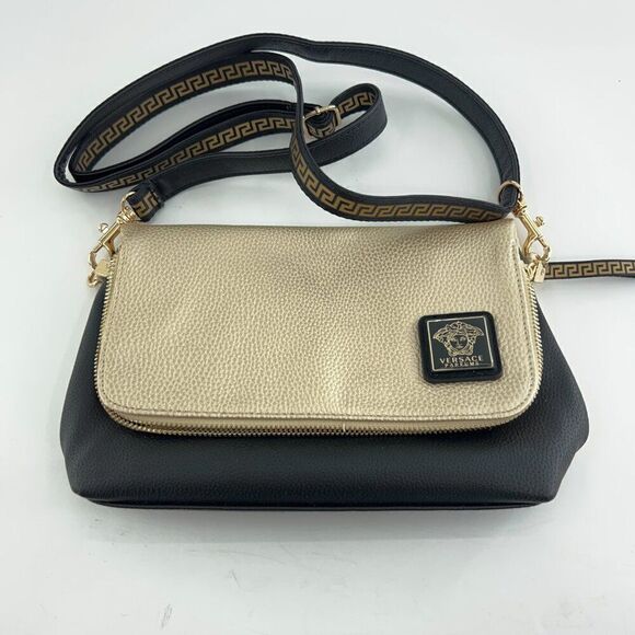 Versace Parfums Medusa Metallic Gold & Black Crossbody Bag - Picture 3 of 10
